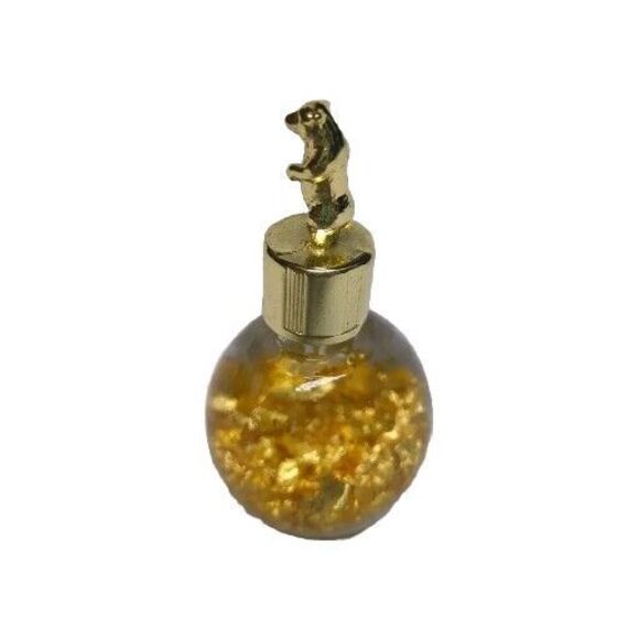 Madrid Spain Gold 24k Flakes (1 oz. Miner's Assay Bottle) BEAR Top - Oso Espana - Picture 5 of 6